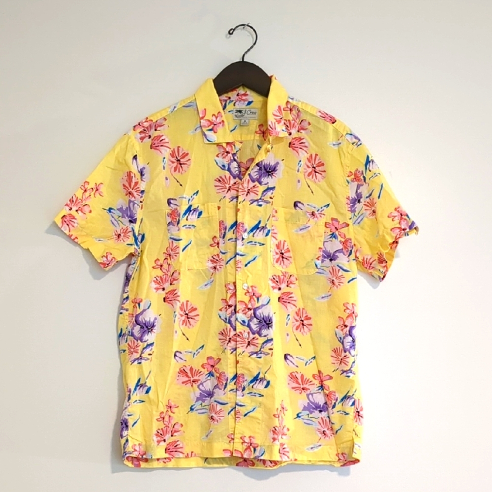 J. Crew Yellow Floral Men's Hawaiian Shirt M